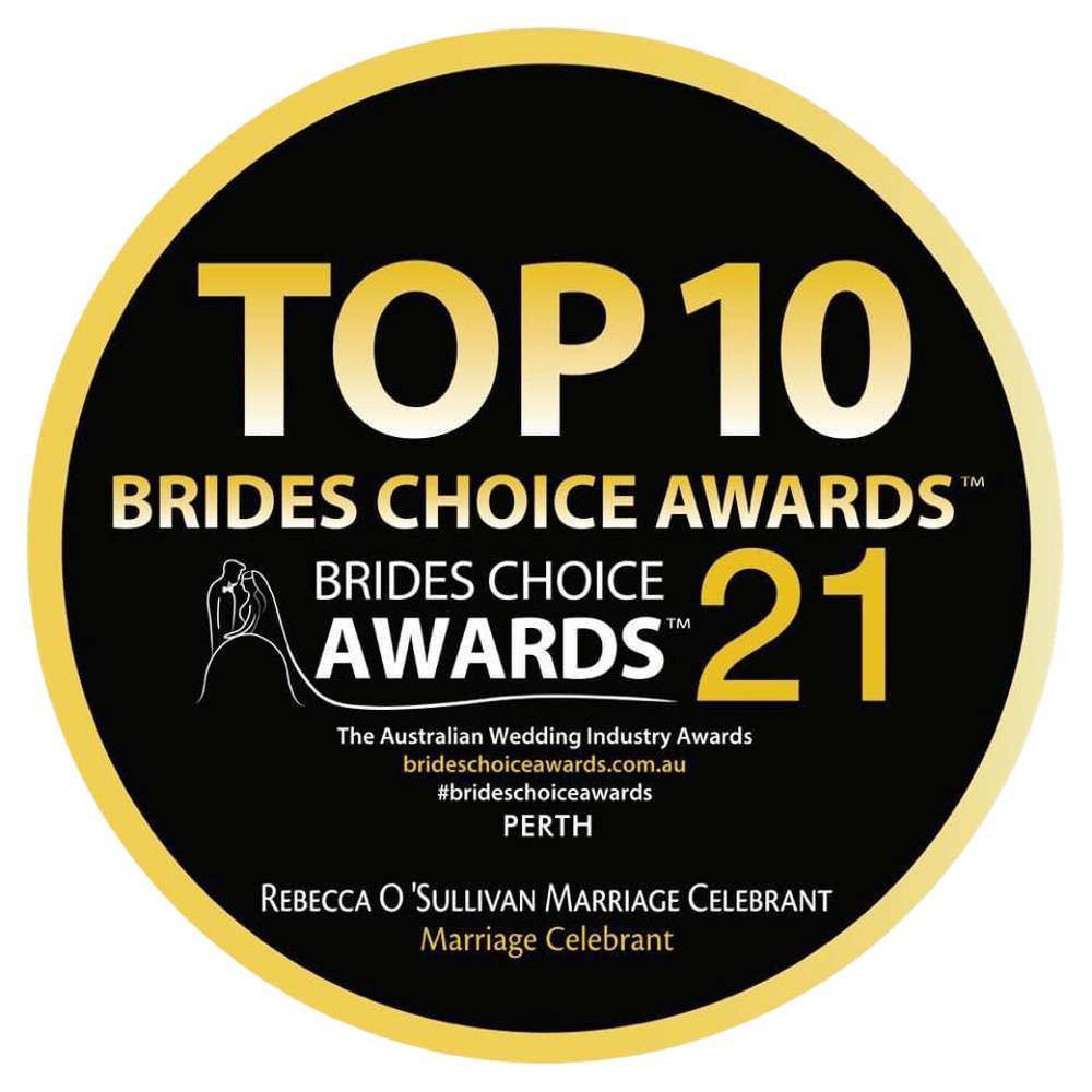 Rebecca O'Sullivan Perth Marriage Celebrant Brides Choice Awards Top 10 2020